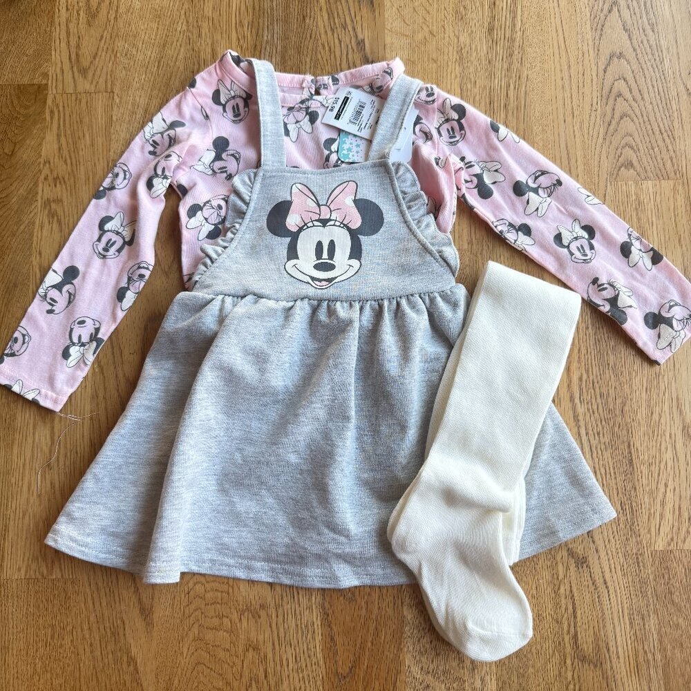 Disney Baby Minnie Mouse Outfit Gray Pink Size 24 Months NWT